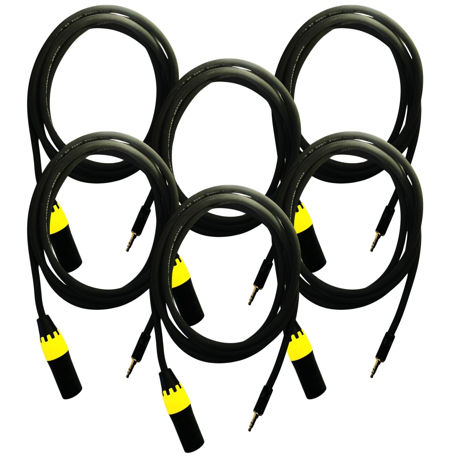 Solcor - Set de 6 piezas cable CAUX11 plug TRS1/8" (3.5mm) a plug XLR 2 metros