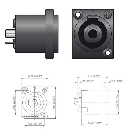 Jack Speakon Neutrik Dos Polos NL2MPXX