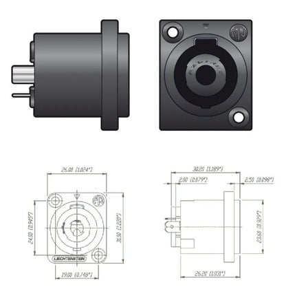 Jack Speakon Neutrik Dos Polos NL2MPXX