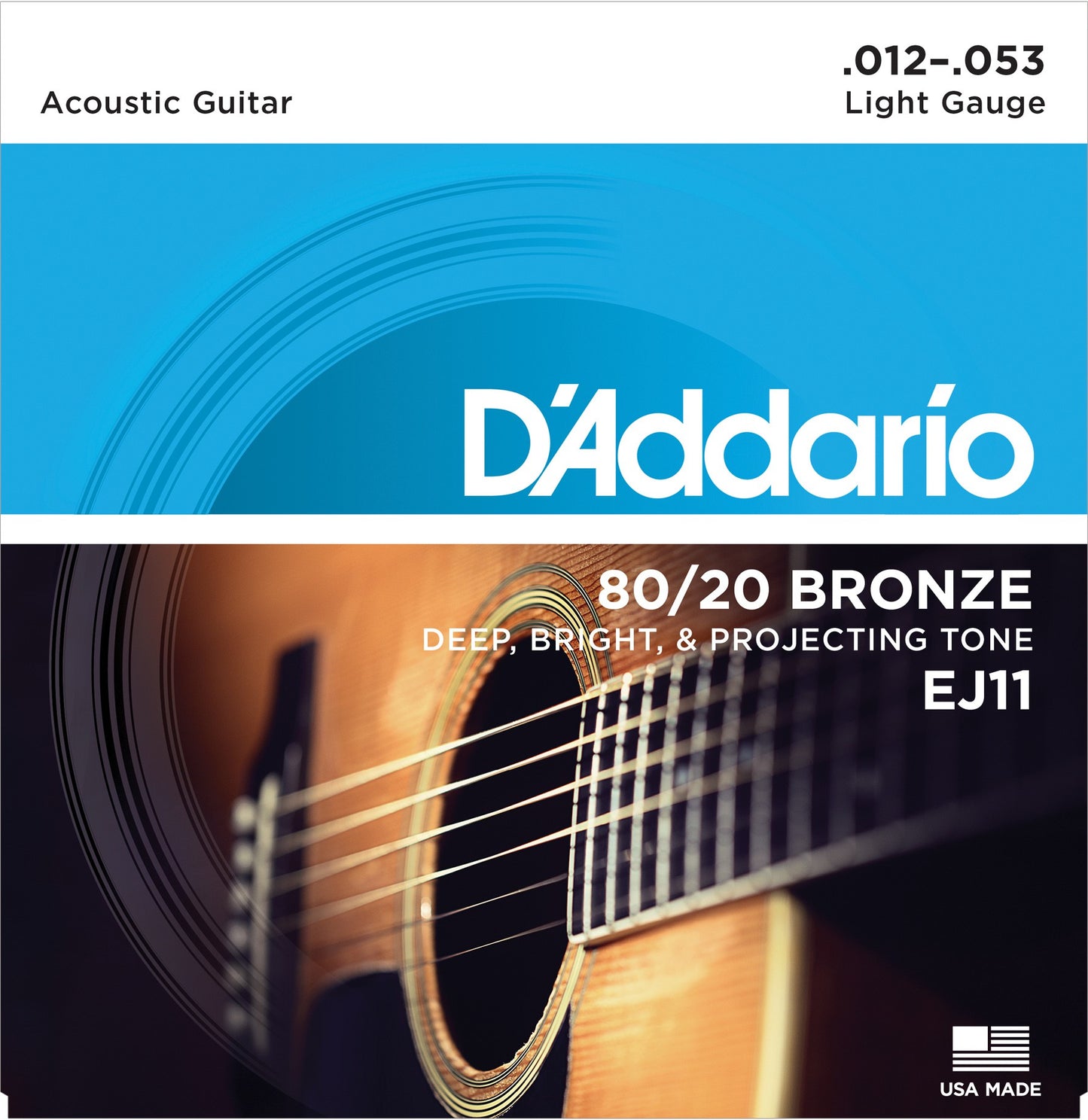 Cuerdas para guitarra acustica D'Addario serie 80/20 Bronce