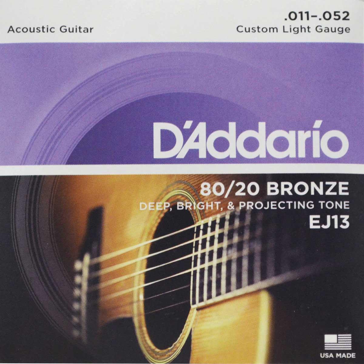 Cuerdas para guitarra acustica D'Addario serie 80/20 Bronce