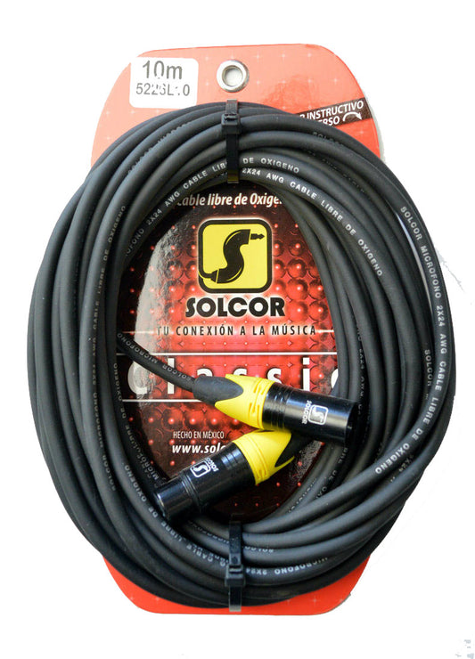 Cable Solcor serie Classic para micrófono XLR - XLR balanceado 10 metros