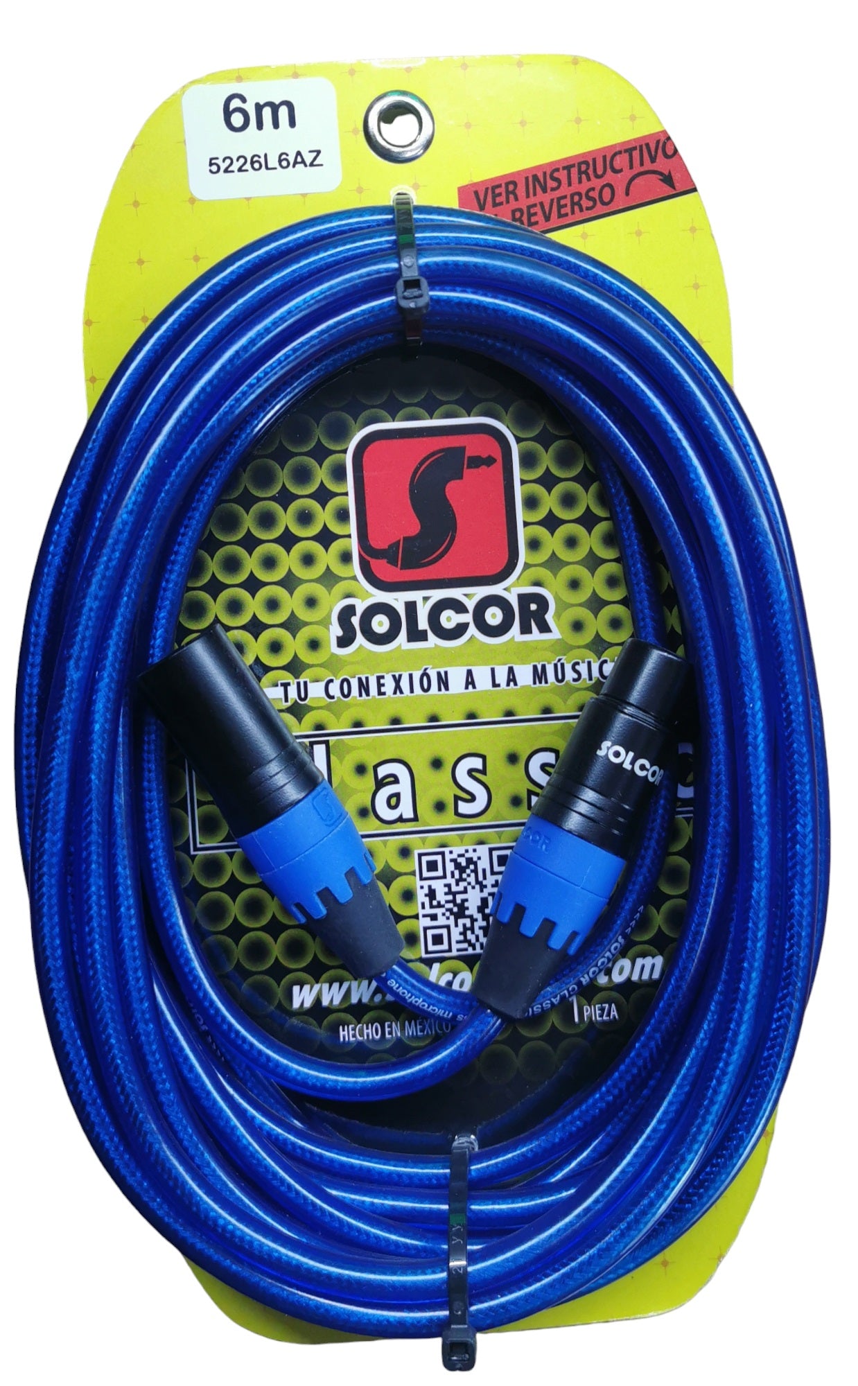 Cable Solcor serie Classic para micrófono XLR-XLR balanceado 6 metros