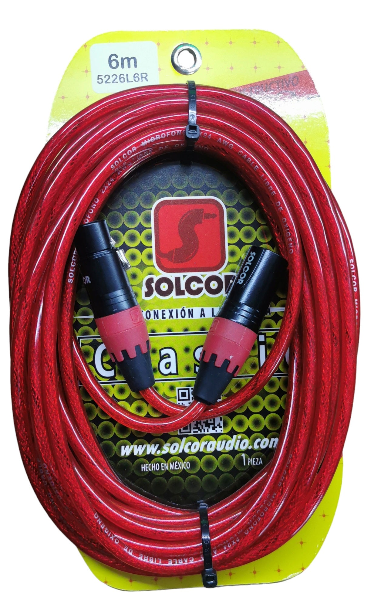 Cable Solcor serie Classic para micrófono XLR-XLR balanceado 6 metros